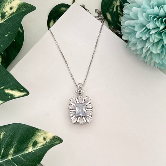 Royal Reflections Square Diamond Necklace in Silver